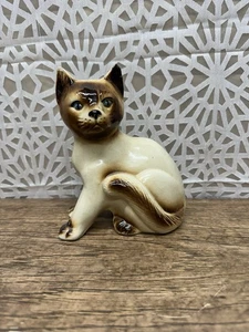 Vintage Ceramic Siamese Cat Pottery Figure Made in Brazil 7" Tall - Picture 1 of 8