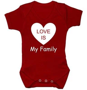Love is my Family Strampler Body Strampler Weste T-Shirt NB-24m Junge Mädchen Geschenk - Bild 1 von 5