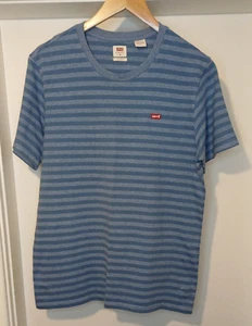 Levi's Men's Medium Striped Blue Short Sleeve Cotton T-Shirt - Picture 1 of 9