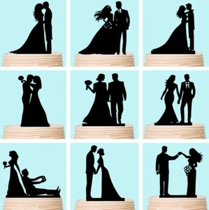 Herr & Frau Braut & Bräutigam Acryl Hochzeit Cake Topper Silhouette  Acryl - Bild 1 von 15