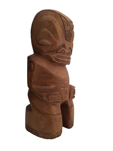 vintage wooden tiki statue, carved. Miniature figurine sculpture oceanic art - Picture 1 of 9