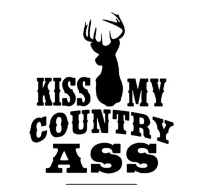 Calcomanía de coche Kiss My County Ass negra 6x7 en envío gratuito  Foto 1 de 2