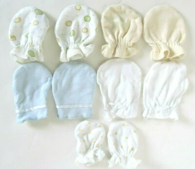 Guantes para bebé rasguños 5 pares 0-3 meses amarillo azul blanco tela suave Gerber Q3 Foto 1 de 4