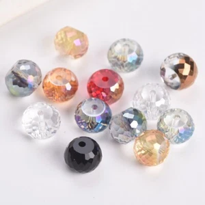 10pcs 12mm Rondelle Drum Shape Crystal Glass Faceted Beads for Jewelry Making - Picture 1 of 18