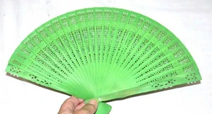 Green Plastic Decorative Fan - 6.1/2 inches Radius - Picture 1 of 3