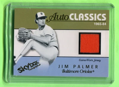 JIM PALMER BALTIMORE ORIOLES 2004 SKYBOX AUTOGRAPHICS GAME WORN JERSEY RELIC SP - Image 1 of 2