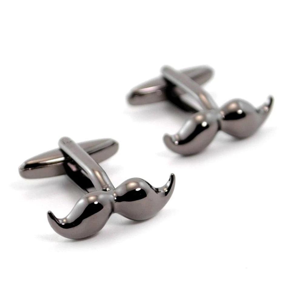BIGOTE GEMELOS Gunmetal Bigote BOLSA DE REGALO Movember Dapper Boda Novio Foto 1 de 3