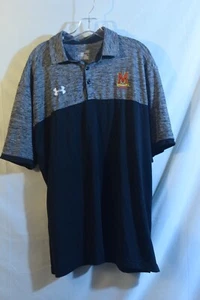 Under Armour NCAA University of Maryland Heat Gear Polo Black/Grey Loose SZ L - Picture 1 of 6