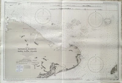 Admiralty 1868 SANDAKAN HARBOUR TO SANGA sanga ISLAND Genius Paper Map Chart - Image 1 of 4