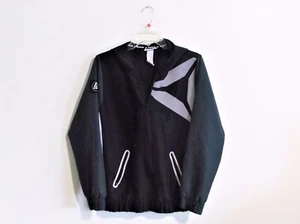 REEBOK Wind Breaker Coat Hoodie Youth Full Zip Size XL (14-16) Black Silver Logo - Picture 1 of 9