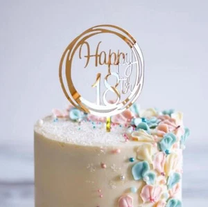 Acrylic Rose Gold Geometric 'Happy 18th' Cake Topper - Picture 1 of 3