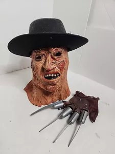 Vtg Freddy Krueger Mask Heron 1984 Nightmare on Elm Street 80s Latex Hat & Glove - Picture 1 of 9