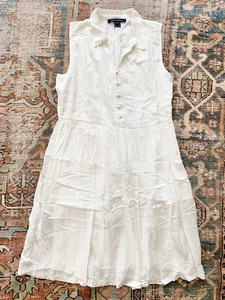 French Connection Weiß Kragen Midi Baumwolle Kleid Damen-Größe XL 12 - Bild 1 von 2