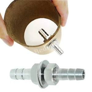 Stainless Steel 1/4'' ID Double Ended Hose Barb Thru-Bulk Head Hex Union Fitting - Picture 1 of 8