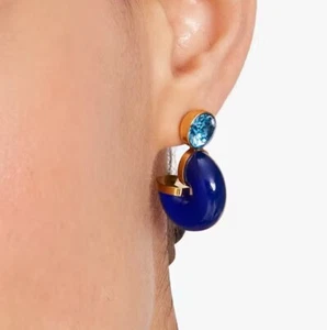 Kate Spade New York Seeing Stripes Stud Hoops Blue New With Tags - Picture 1 of 4