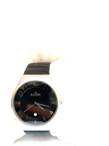 Skagen of Denmark Slim Date Quartz 30 MT WR Leather Strap Watch SKW6115 - Picture 1 of 10
