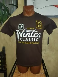 Boston Bruins 2019 Winter Classic Notre Dame Stadium brown small t-shirt - Picture 1 of 4