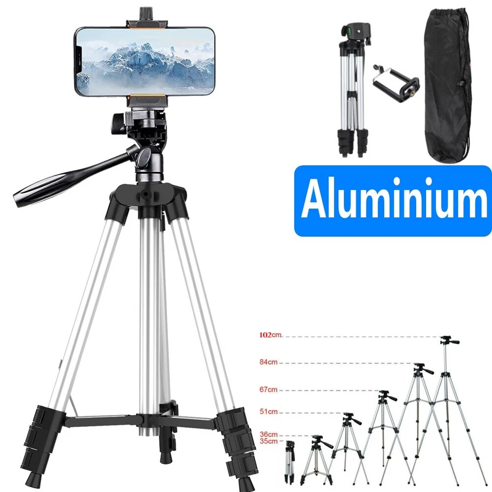 360° Professional Camera Tripod Stand Holder Mount for iPhone Samsung Cell Phone - Image 1 of 4