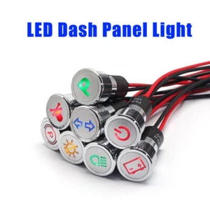 Chrome 8/10/12/14/16mm LED Dash Panel Warning Pilot Light Indicator Lamp Car Van - Picture 1 of 41
