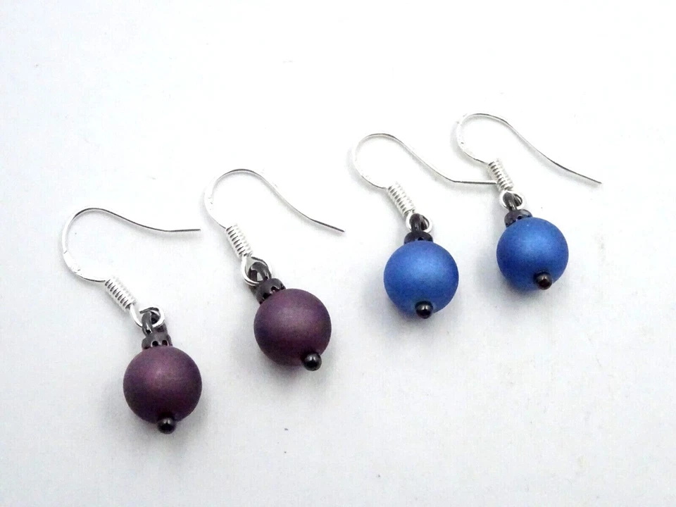 Pilgrim Damen Ohrschmuck 925 Silber Haken 2 Varianten Blau / Lila Trendig & Chic - Bild 1 von 1