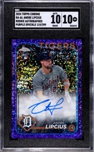 2024 Topps Chrome Andre Lipcius RC Viola Macchia Auto /299 SGC 10/10 - Foto 1 di 2