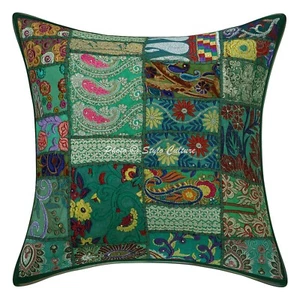 Vintage Cushion Cover Indian Sofa Cover Ethnic Decorative Bohemian Home Decor - Picture 1 of 5
