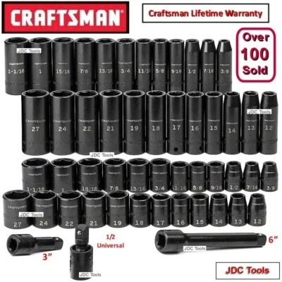 CRAFTSMAN 1/2 DRIVE 51 PC IMPACT SOCKET SET SAE MM   12 - Image 1 of 4