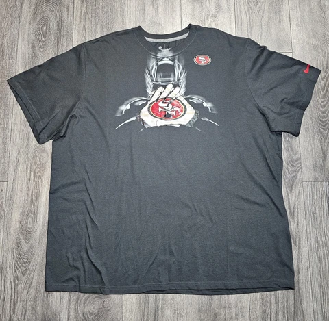 Nike Team Apparel NFL San Francisco 49ers Gloves T Shirt Gray Men's Size 4XL Cover