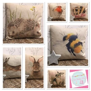 Chatham Glyn Country Natural Linen Look Garden Friends Cushion Covers 16x16" - Picture 1 of 16
