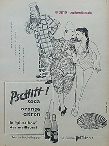 REKLAME PSCHITT ZITRONE ORANGE SODA CLOWN A LA PLAGE PIN UP VON 1956 FRANZÖSISCHE ANZEIGE - Bild 1 von 1
