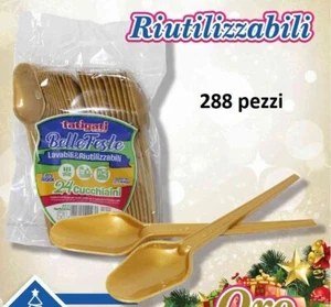X Set 288 Piezas Cucharitas De Plástico Oro Reutilizables Navidad Fiestas DFH - Imagen 1 de 1