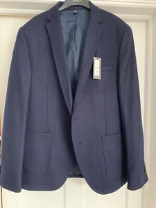 M&S MENS Smart Wool Blend Jacket Blazer XL (46”) Long Length Slim Fit Navy BNWT - Picture 1 of 12