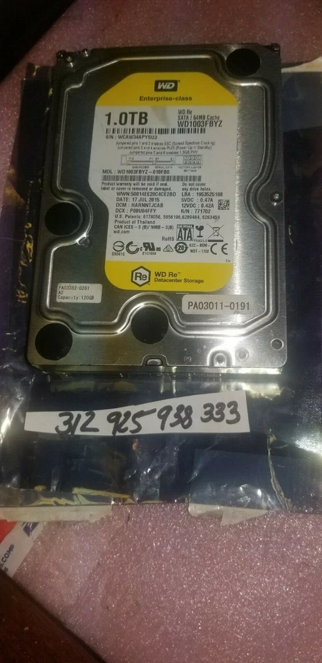 WD1003FBYZ-010FB0, DCM HARNNTJCAB, Western Digital 1TB SATA 3.5 Hard Drive - Image 1 of 1