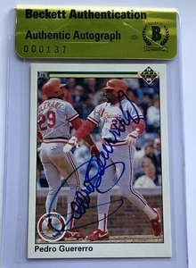 Pedro Guerrero signed Card 1990 upper deck card Cardinals baseball beckett coa - Picture 1 of 12