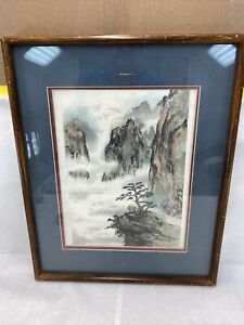15” x 12” Japanese Chinese water color signed / block print hand colored
