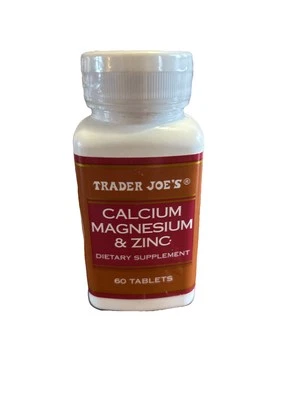 Trader Joes Calcium Magnesium & Zinc 60 Tablets Exp 11/25 - Image 1 of 2