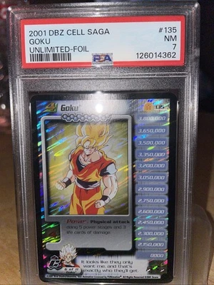 DBZ Dragon Ball Z Goku Cell Saga Level 4 Foil Holo Card Unlimited CCG 135 PSA 7 - Image 1 of 2