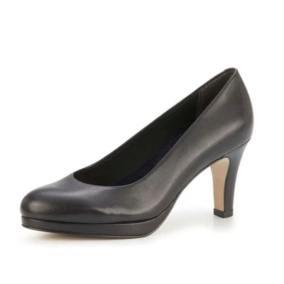 WALKING CRADLES Mujer Payton Tacón Bomba 7.5 ESTRECHO Cuero Negro Nuevo en Caja Foto 1 de 4