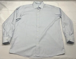 ETON Contemporary Fit Dress Shirt 17.5 (44) Blue White Gray Check Plaid Twill - Picture 1 of 8