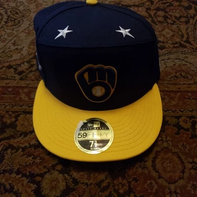 NEW Milwaukee Brewers Fitted Cap New Era 59FIFTY 5950 Hat 7 3/8 Authentic MLB - Image 1 of 4