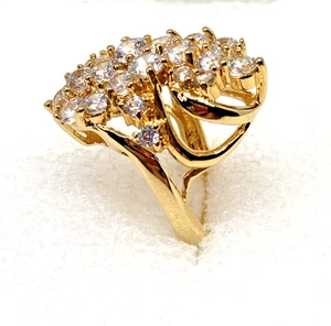 Vergoldeter funkelnder signierter SETA Cocktail Ring Größe 5,75 - Bild 1 von 13