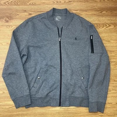 Polo Ralph Lauren Bomber Jacket Mens XL Gray Full Zip Performance Track - Image 1 of 4