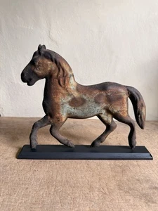 Best Tin Antique Horse Weathervane Fragment Mounted Patina Folky - Picture 1 of 14