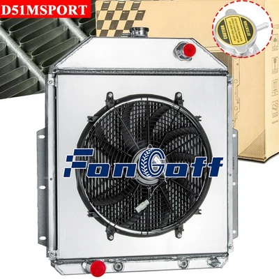 3 Row Aluminum Radiator+Shroud Fan For 1942-1952 48 Ford F1 F2 F3 Pickup V8 Foto 1 de 4
