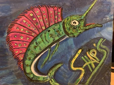 Cuadro acrílico pez espada sobre lienzo Foto 1 de 4