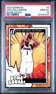 PSA 10 Zion Williamson - 2024 Panini Donruss Bomb Squad #4 Pelicans - Foto 1 di 2
