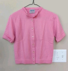 Vintage 50s Helen Harper Luxura Orlon Sweater Pink Cardigan Gr. S 1950s Small - Bild 1 von 11