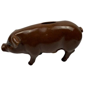 Handmade Brown Pottery Piggy Bank Ceramic with Cork Stopper Farmhouse 8x5in - Picture 1 of 11