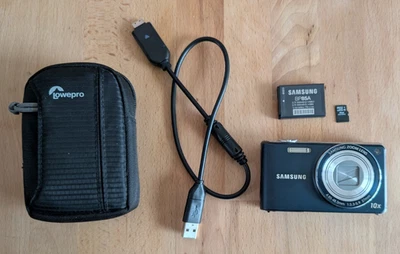 Samsung PL210 14.2MP Compact Digital Camera w 4GB Memory card cable BLUE - Image 1 of 4