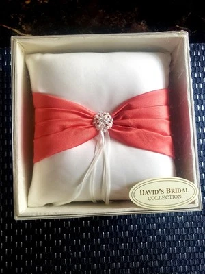 Guava Pink Bow Wedding Ring Bearer Pillow from David's Bridal Collection - Image 1 of 4